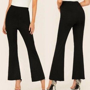 Bootcut flared dress pants black elastic waist
